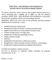 ŠPORT ŠPAS – DAN DRUŽENJA VSEH GENERACIJ IN 300 LET OD ROJSTVA MARIJE TEREZIJE